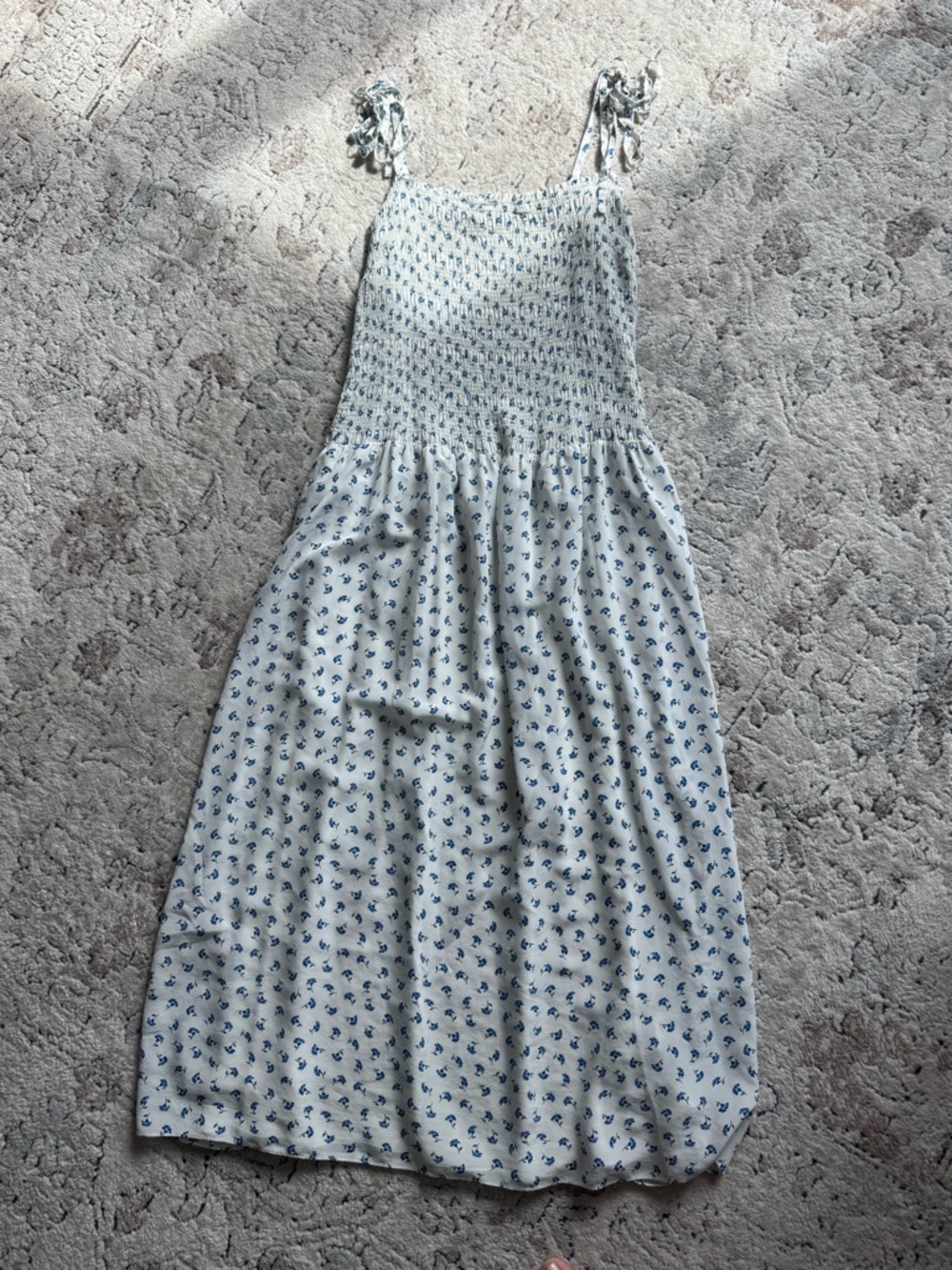 Rebecca Taylor Smocked Bodice Midi Dress Ditsy Floral